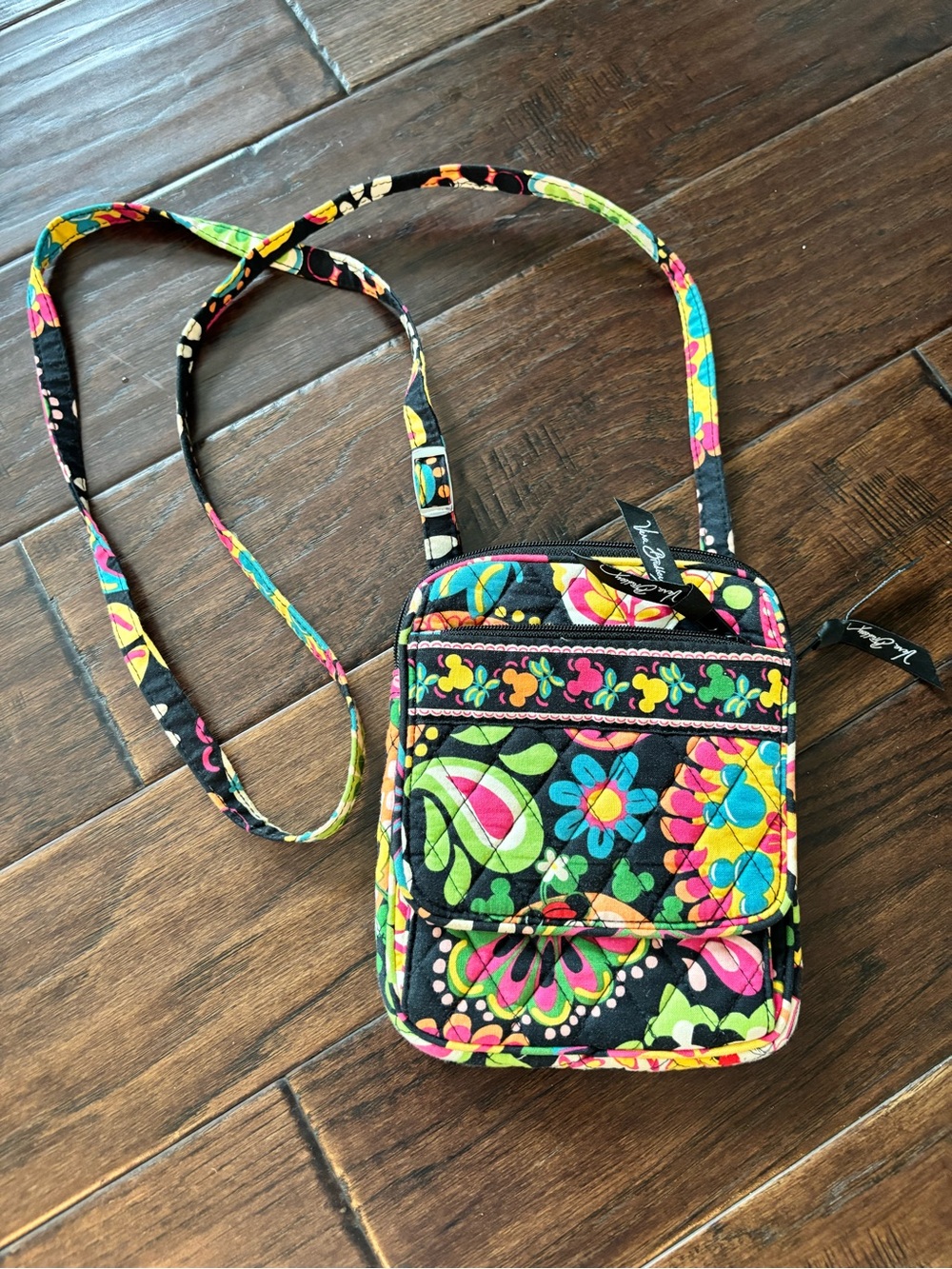 Vera Bradley x Disney Parks Black Multicolor Floral Quilted Crossbody